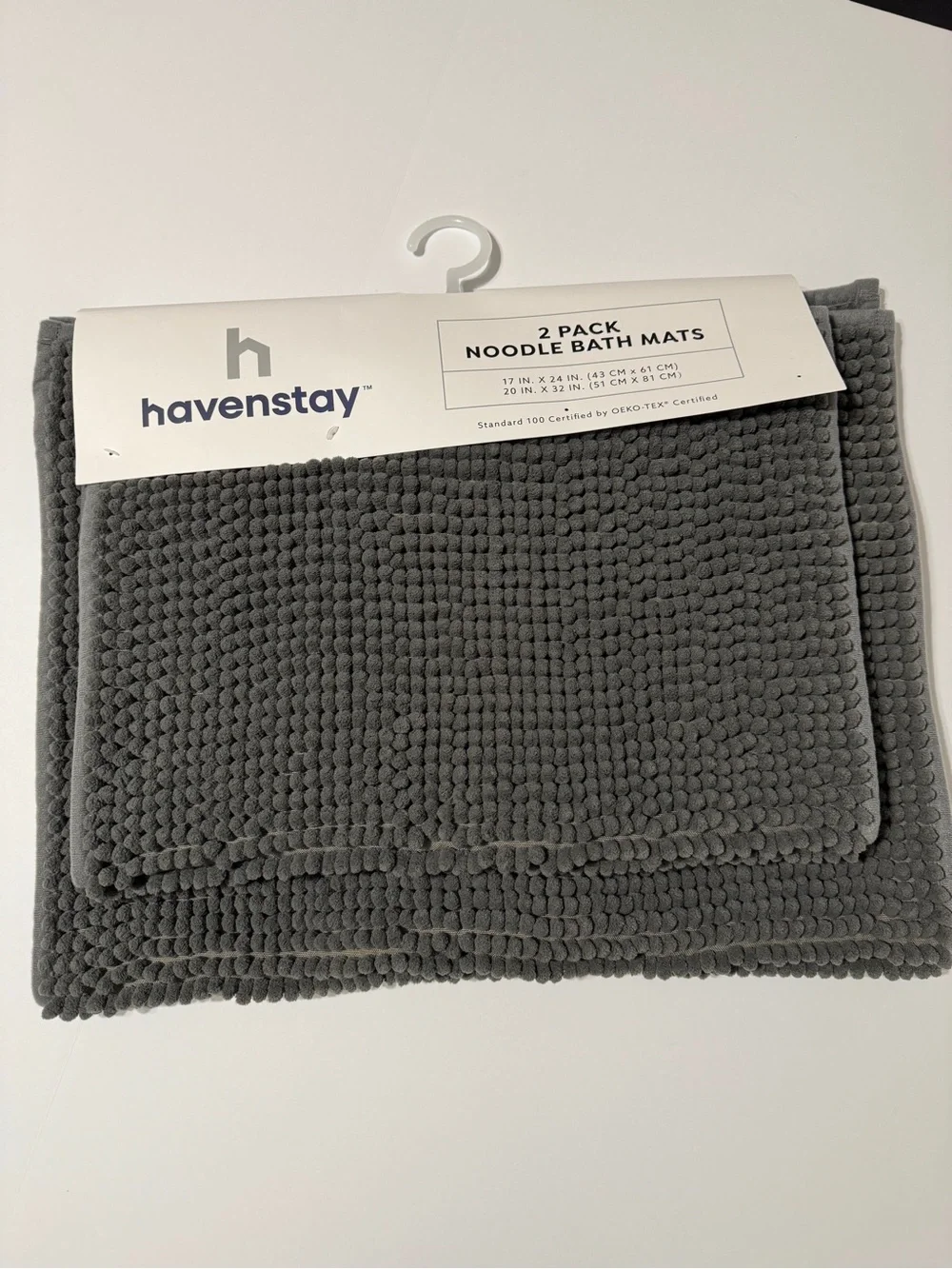 Plush Charcoal Noodle Bath Mats - 2 Pack